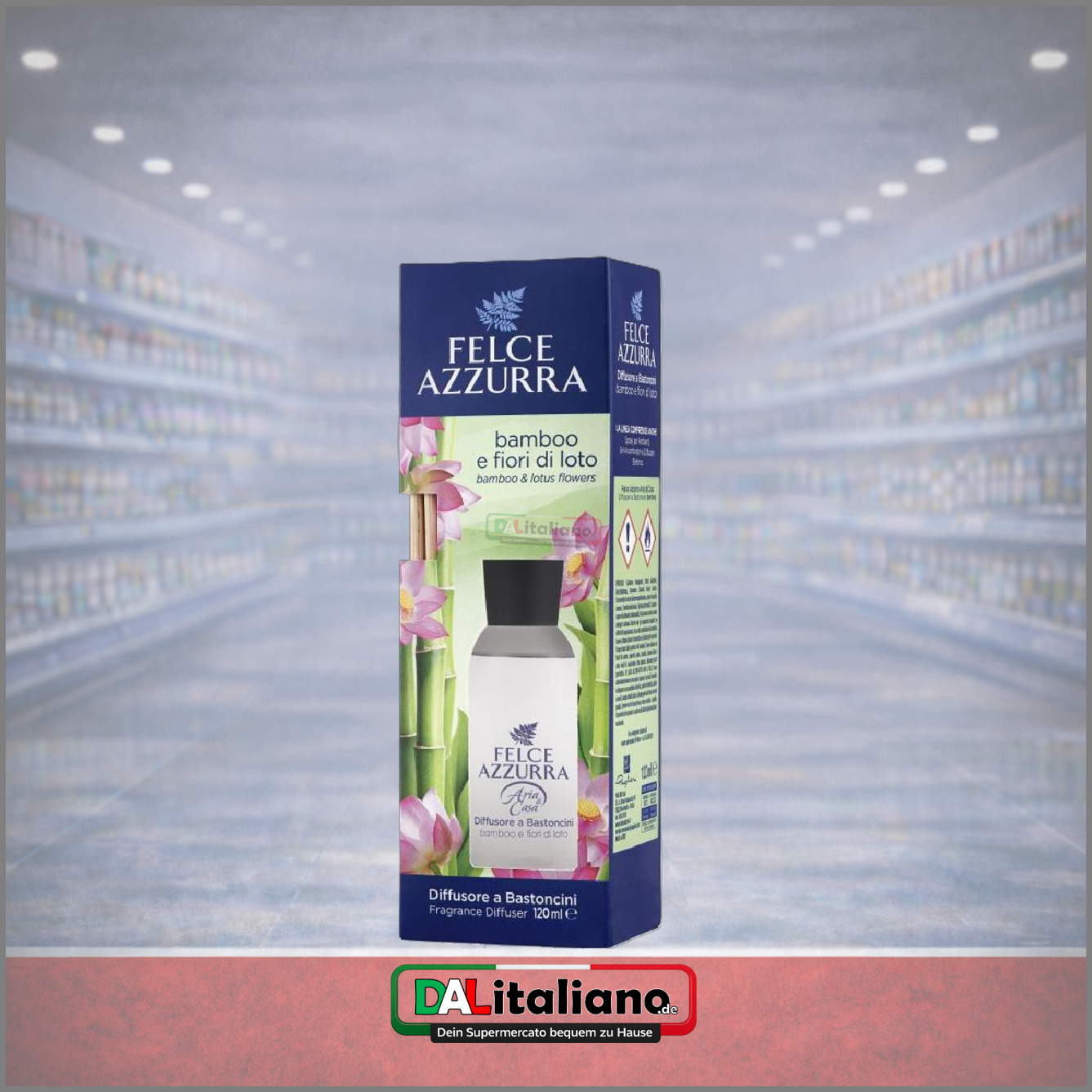 Diffusore per ambiente con bastoncini - Bamboo - Felce Azzurra - 120 ml