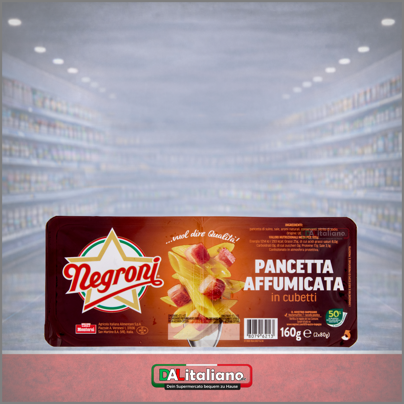 Pancetta Affumicata in Cubetti - Negroni - 2x80g (160g)